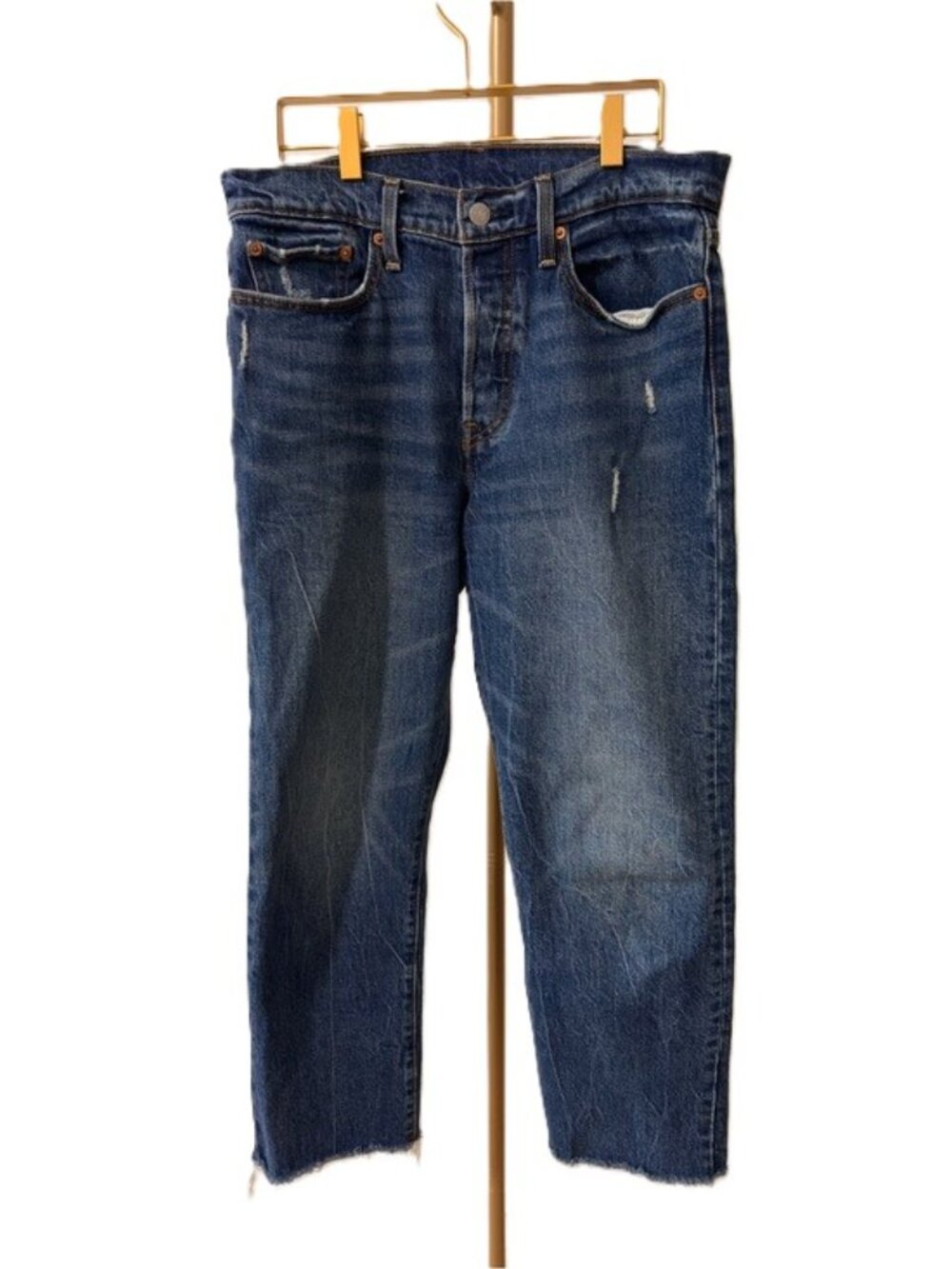 Levi's High Loose Jeans W30 High Rise Button Fly Dark Wash Frayed Hem 90s